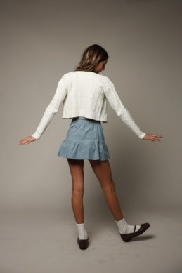 Panel-Front Ruffle Mini Skirt