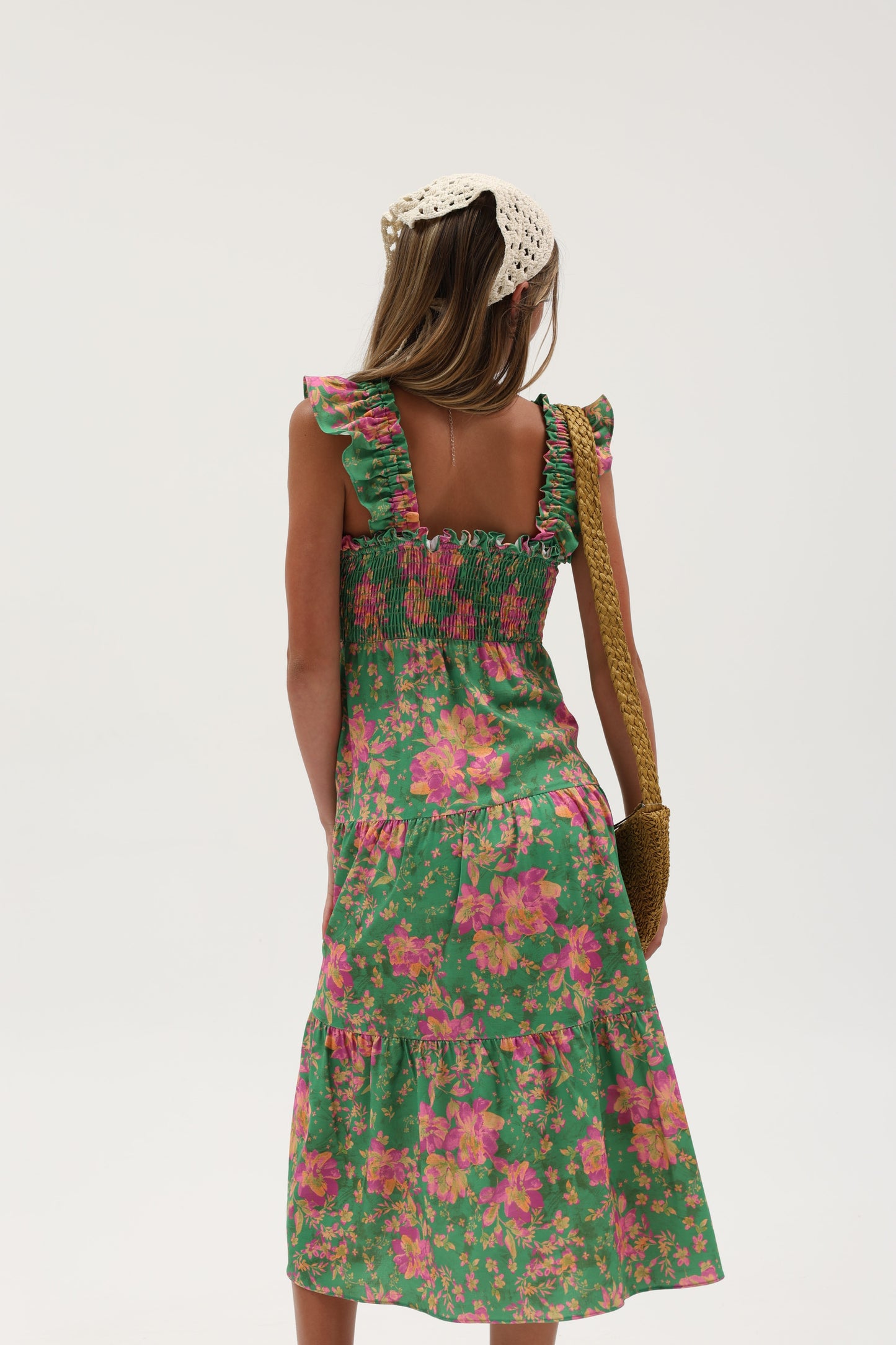 Linen Maxi Dress W Smocked Bodice