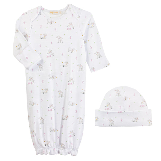 Counting Baby Sheep Pink Gown & Hat Set