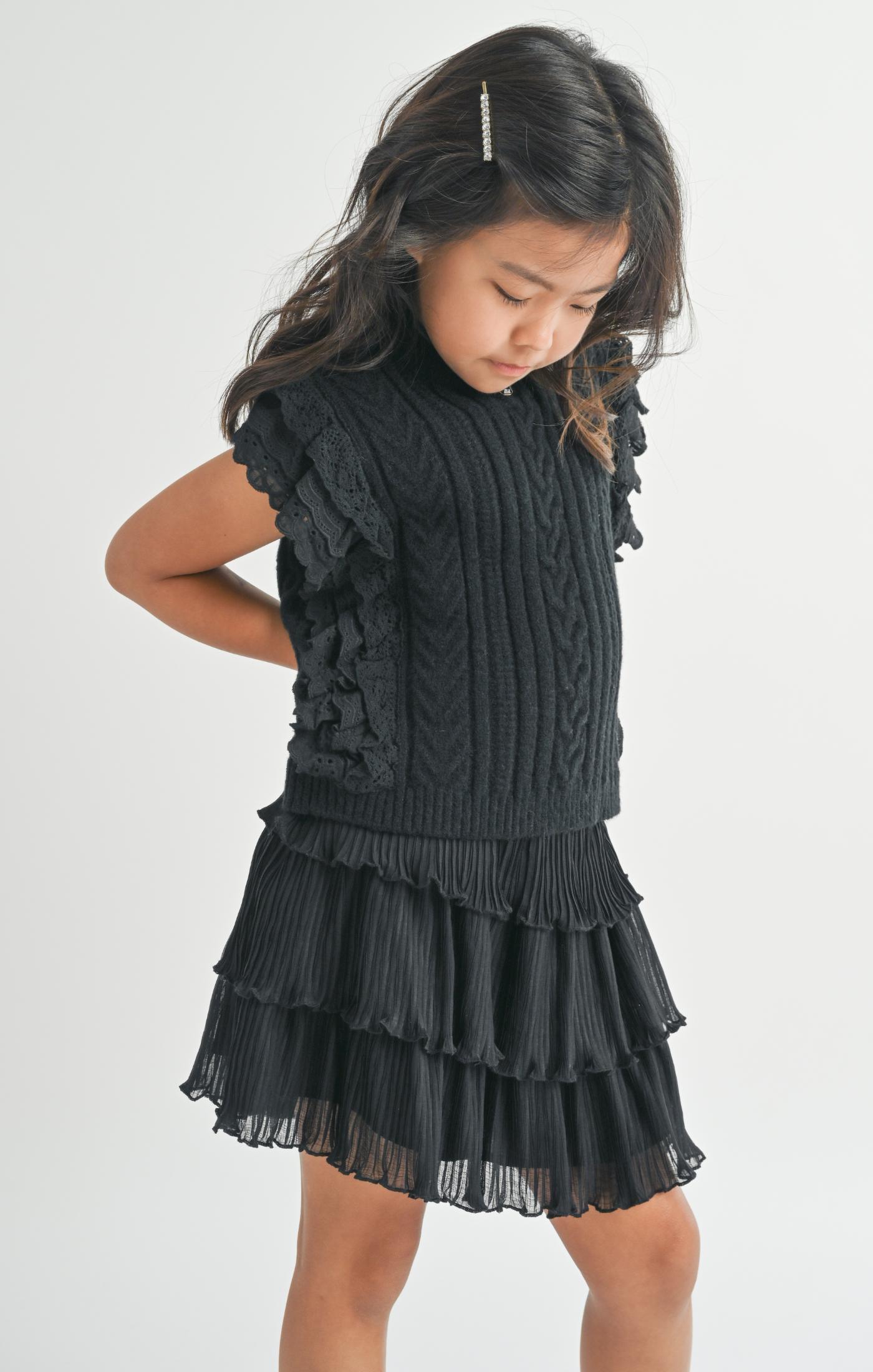 Black Sweater W/ Lace Trim