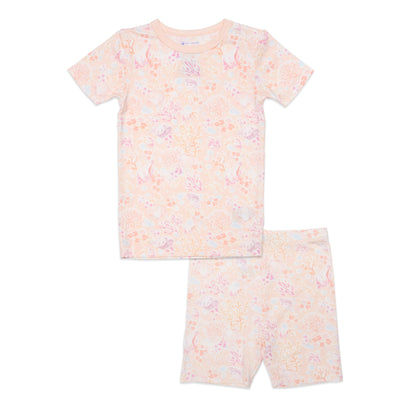 Coral Floral Pajama Short Set