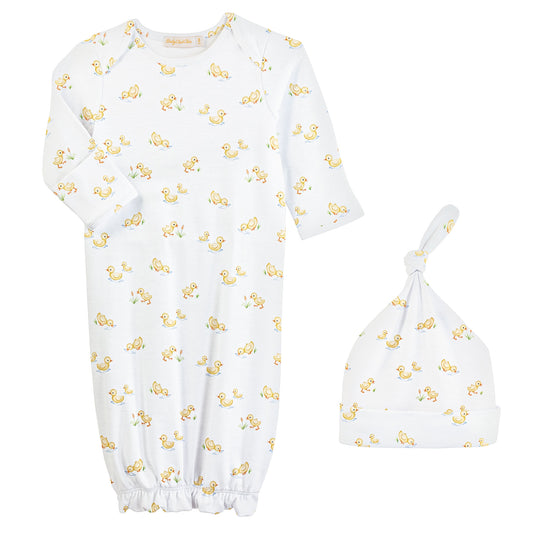 Baby Duckies Gown & Hat Set