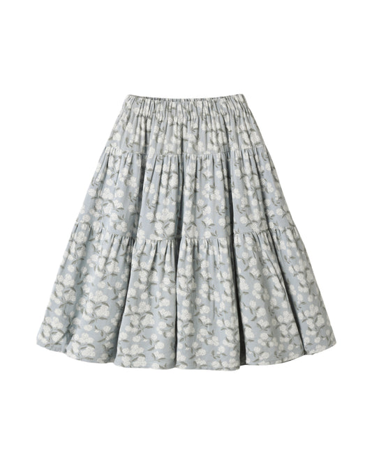 TIERED MIDI SKIRT LIGHT BLUE