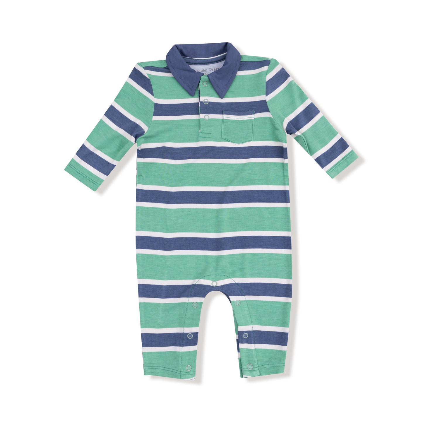 Green/Navy Stripe - Polo Romper