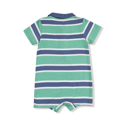 Green/Navy Stripe - Polo Shortie