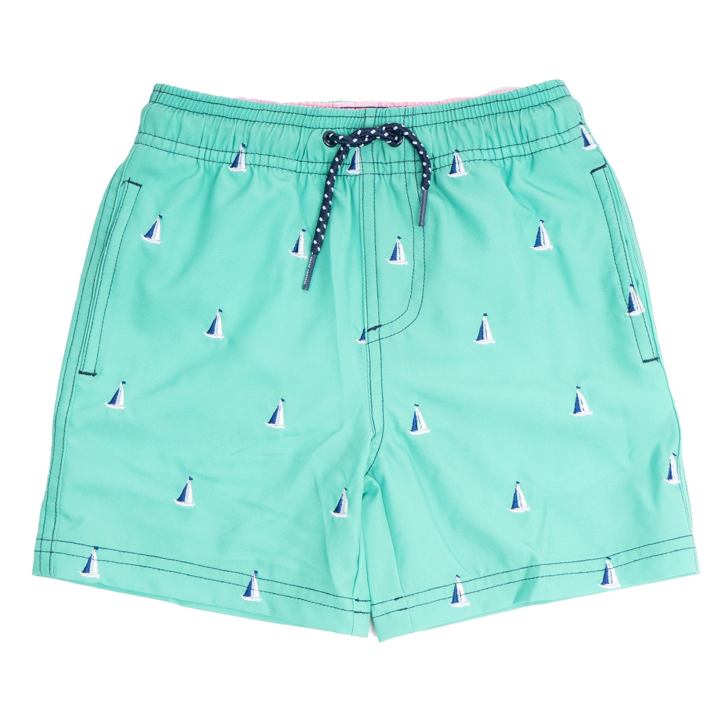 Boys Trunks - Emb. Green Boats