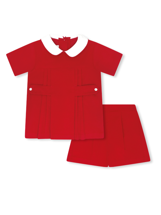 ANDREW SHORT SET-Red Corduroy