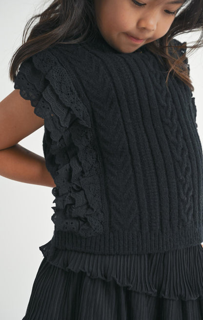 Black Sweater W/ Lace Trim